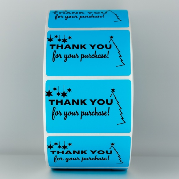 Thank You For Your Purchase Stickers Christmas Tree & Stars - Holiday Packaging - Picture 6 of 11